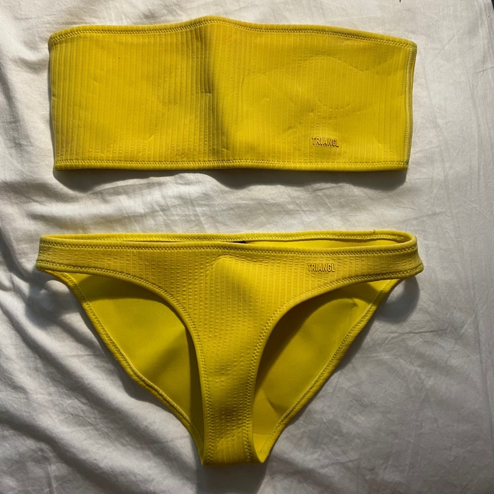 triangl neoprene yellow bandeau bikini